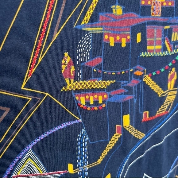 The Play Clan Men’s Stitched Embroidered Stairway Navy Graphic T-Shirt, Size XL - Picture 5 of 10